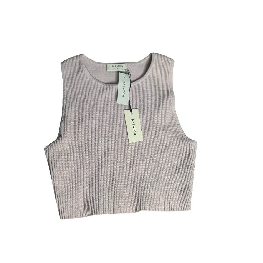 NWT Aritzia Babaton Sculpt Knit Racer Back Cropped Top Halo Pink Minimalist M